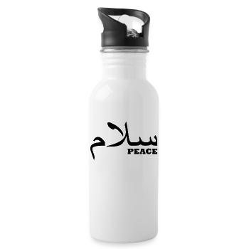 Salam / Frieden / Hallo - Trinkflasche mit integriertem Trinkhalm - Weiß - Rechts