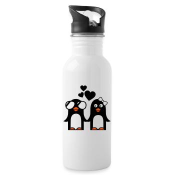 valentinstag pinguine - Trinkflasche mit integriertem Trinkhalm - Weiß - Rechts