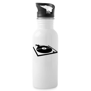 DJ, record player, vinyl - Water bottle with straw - white - Right