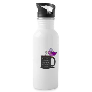... der frühe Vogel trinkt nicht meinen Kaffee V2 - Trinkflasche mit integriertem Trinkhalm - Weiß - Rechts