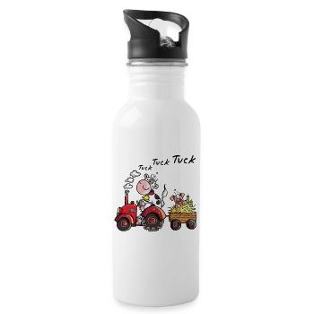Cow drives a tractor - Farm - Pig - Boy - Gift - Water bottle with straw - white - Right