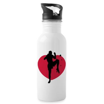 muay thai - Trinkflasche mit integriertem Trinkhalm - Weiß - Rechts