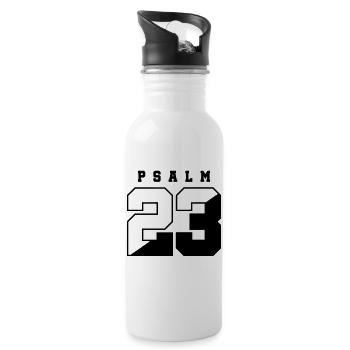 Bibel Pslam 23 - Trinkflasche mit integriertem Trinkhalm - Weiß - Rechts