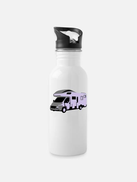 Wohnmobil - Trinkflasche mit integriertem Trinkhalm - Weiß