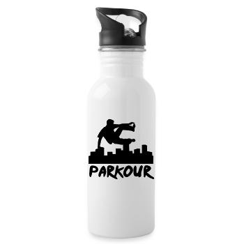 Free running in the city, parkour - Trinkflasche mit integriertem Trinkhalm - Weiß - Rechts