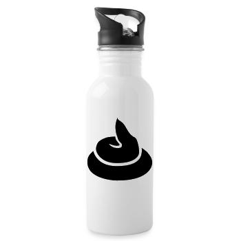 Scheißhaufen - Trinkflasche mit integriertem Trinkhalm - Weiß - Rechts