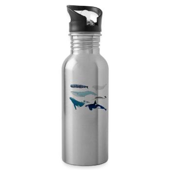Wale - Trinkflasche mit integriertem Trinkhalm - Lightsilver - Rechts
