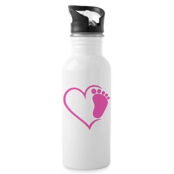 Baby Footprint - Water bottle with straw - white - Right