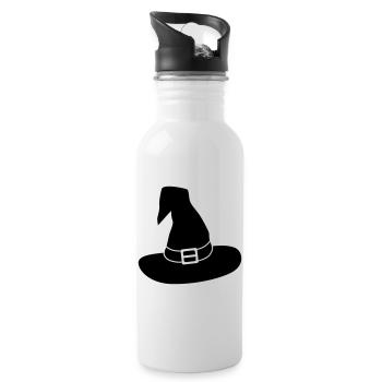 Hexenhut / schwarz-weiß / einfärbbar - Trinkflasche mit integriertem Trinkhalm - Weiß - Rechts