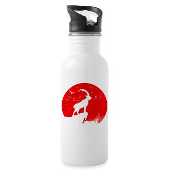 Red Moon and Capricorn - Water bottle with straw - white - Right