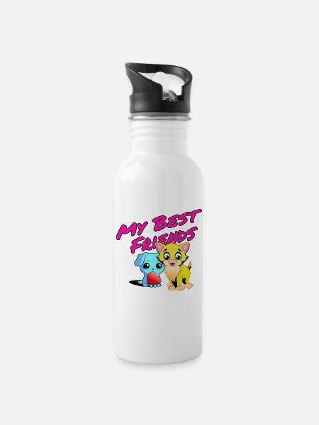 Meine Besten Freunde - Trinkflasche mit integriertem Trinkhalm - Weiß