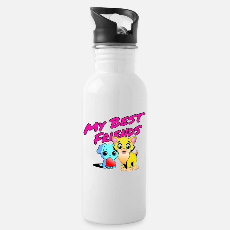 Meine Besten Freunde - Trinkflasche mit integriertem Trinkhalm - Weiß