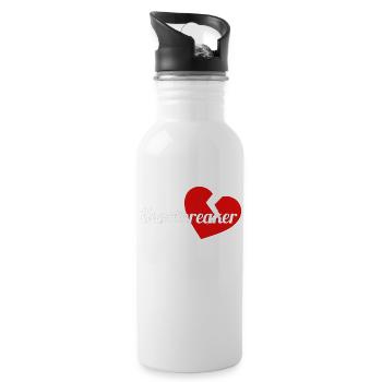 Heartbreaker with white lettering and red heart - Water bottle with straw - white - Right