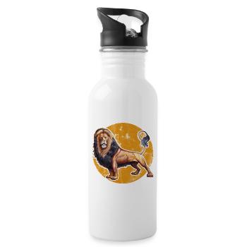Löwe T-shirt. Tiermotiv. - Trinkflasche mit integriertem Trinkhalm - Weiß - Rechts