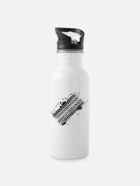 vuile autoband loopvlak remspoor graffiti - Drinkfles met geïntegreerd rietje - wit