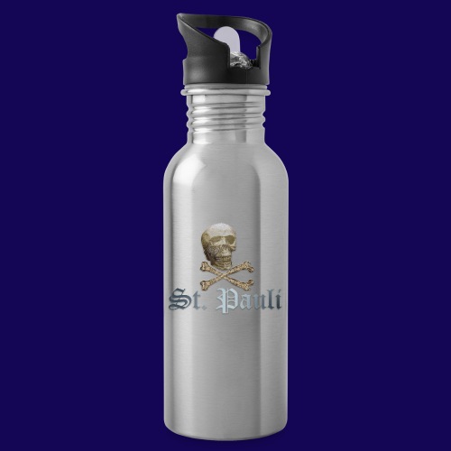 St. Pauli (Hamburg) Piraten Symbol mit Schädel - Trinkflasche mit integriertem Trinkhalm