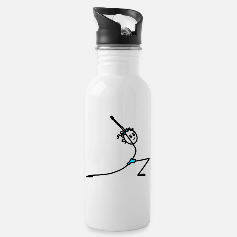 Yoga-Übung Sonnengruß - Trinkflasche mit integriertem Trinkhalm - Weiß