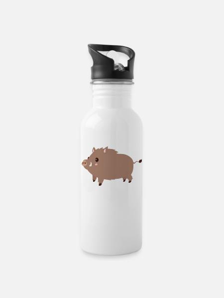 wild boar - Water bottle with straw - white