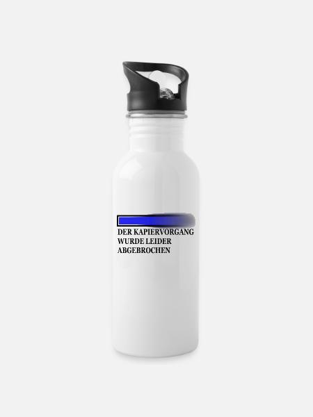 kapiervorgang schwarz - Trinkflasche mit integriertem Trinkhalm - Weiß