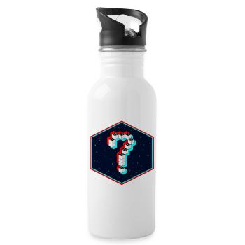 Die Frage - Trinkflasche mit integriertem Trinkhalm - Weiß - Rechts