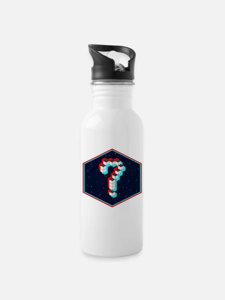 Die Frage - Trinkflasche mit integriertem Trinkhalm - Weiß