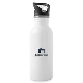 Hauptstadtkind Berlin Berliner Heimat - Trinkflasche mit integriertem Trinkhalm - Weiß - Rechts