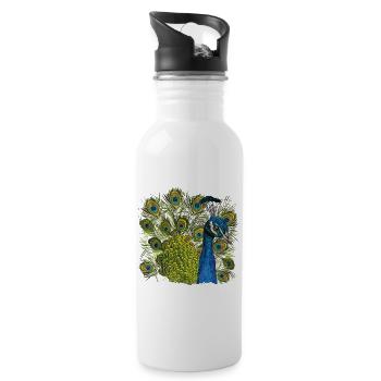 Peacock - Water bottle with straw - white - Right