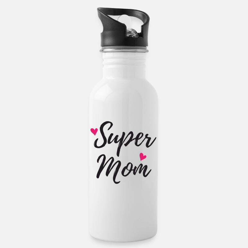super maman - Gourde avec paille intégrée - blanc