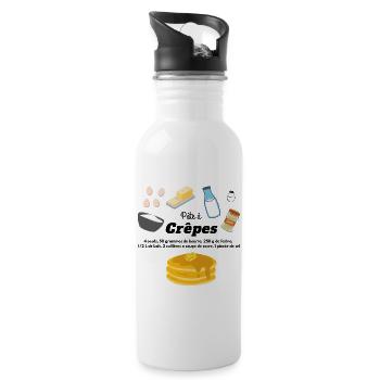 pâte a crêpes recette ingrédients chandeleur - Gourde avec paille intégrée - blanc - Droite