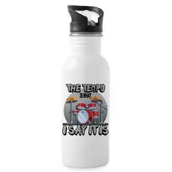 Schlagzeug Statement Drummer Drums Spruch Geschenk - Trinkflasche mit integriertem Trinkhalm - Weiß - Rechts