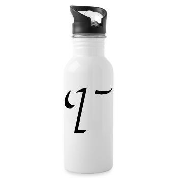 Letter T, name, the letter T - Water bottle with straw - white - Right