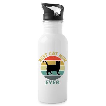 best cat mum ever - Water bottle with straw - white - Right
