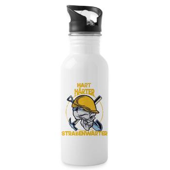 hart härter straßenwärter Straßenbau Bauarbeiter - Trinkflasche mit integriertem Trinkhalm - Weiß - Rechts