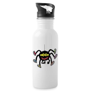 Spinne in bunten Schuhen - Trinkflasche mit integriertem Trinkhalm - Weiß - Rechts