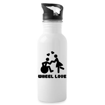 Wheellove für Rollstuhlfahrer, die tanzen * - Trinkflasche mit integriertem Trinkhalm - Weiß - Rechts