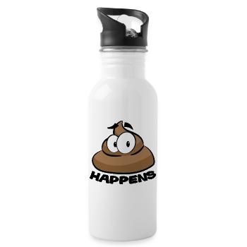 SHIT HAPPENS POOP - Trinkflasche mit integriertem Trinkhalm - Weiß - Rechts