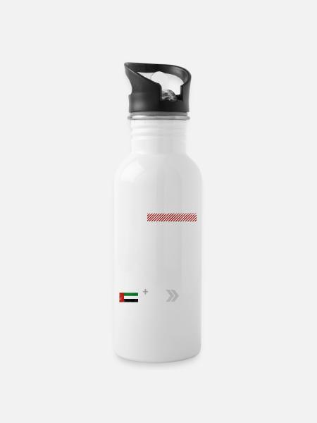 Dubai airport tag - Water bottle with straw - white