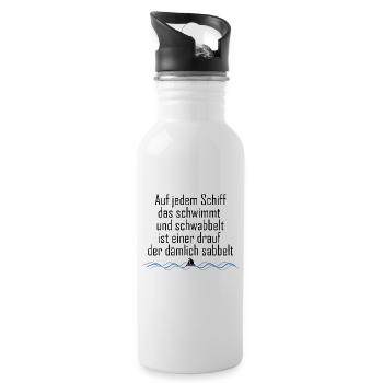 Seemans Weisheit Schiff Kapitän Klabauter - Trinkflasche mit integriertem Trinkhalm - Weiß - Rechts
