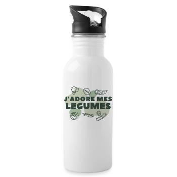 J'adore mes légumes - Gourde avec paille intégrée - blanc - Droite