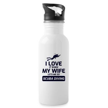 Tauchen Taucher Tauchen Schwimmen Mann Geschenk - Trinkflasche mit integriertem Trinkhalm - Weiß - Rechts