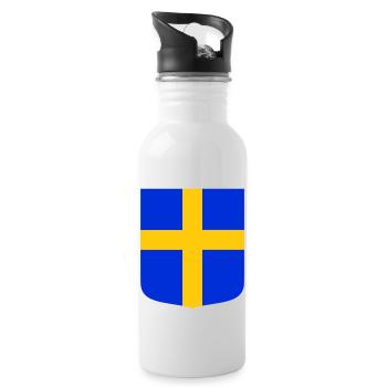Shield flag Sweden - Water bottle with straw - white - Right