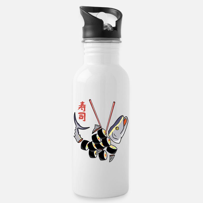 Tuna Sushi - Water bottle with straw - white