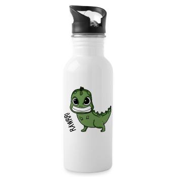 Bébé dinosaure en colère cadeau - Gourde avec paille intégrée - blanc - Droite