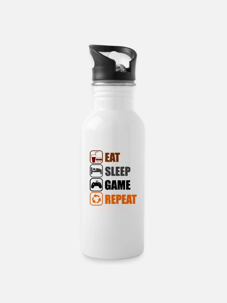Geek Routine - Water bottle with straw - white