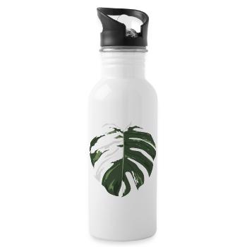 Monstera Variegata Deliciosa Pflanze Plantlife - Trinkflasche mit integriertem Trinkhalm - Weiß - Rechts