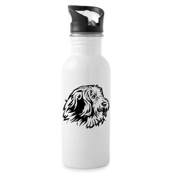 Bearded Collie Head - Water bottle with straw - white - Right