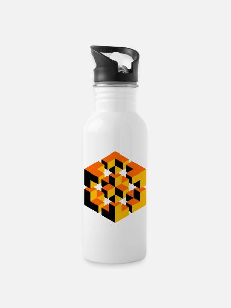 impossible figure Escher cubes de géométrie fantaisie - Gourde avec paille intégrée - blanc