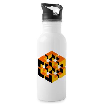 impossible figure Escher magic cube geometry - Water bottle with straw - white - Right