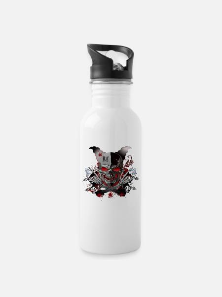 Diamanten Skull - Trinkflasche mit integriertem Trinkhalm - Weiß