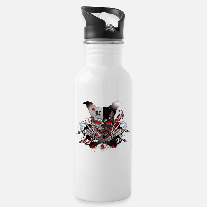 Diamanten Skull - Trinkflasche mit integriertem Trinkhalm - Weiß